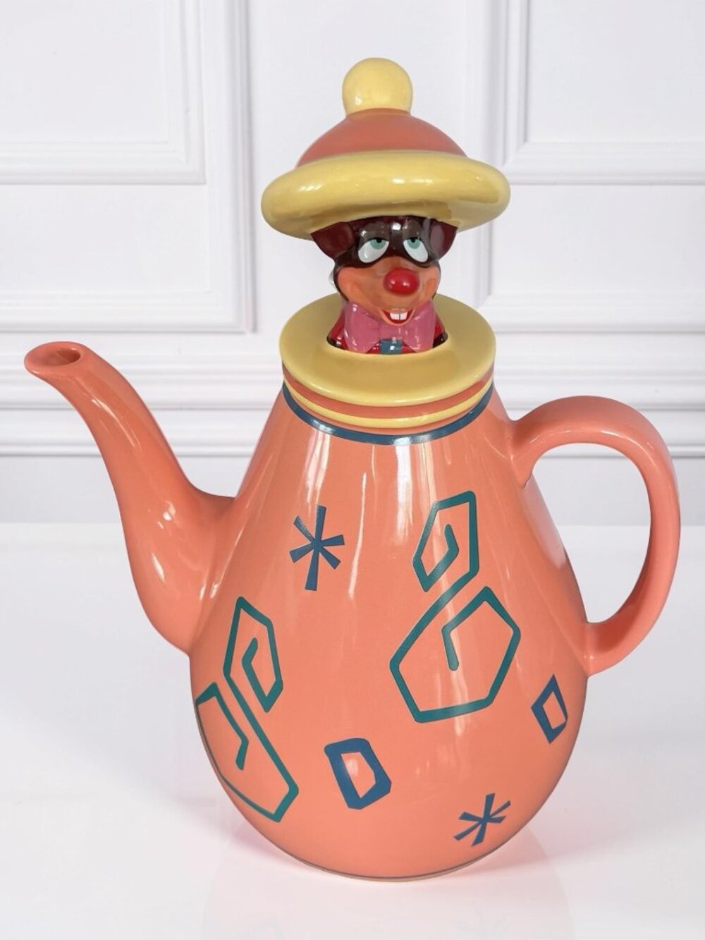 Disney Parks Alice in Wonderland Ceramic 10” Teapot Dormouse Stoneware Orange